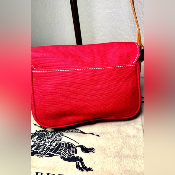 Burberry Red Canvas Crossbody Bag | Leather Trim | Dust Bag Included | w/COA - Picture 12 of 16
